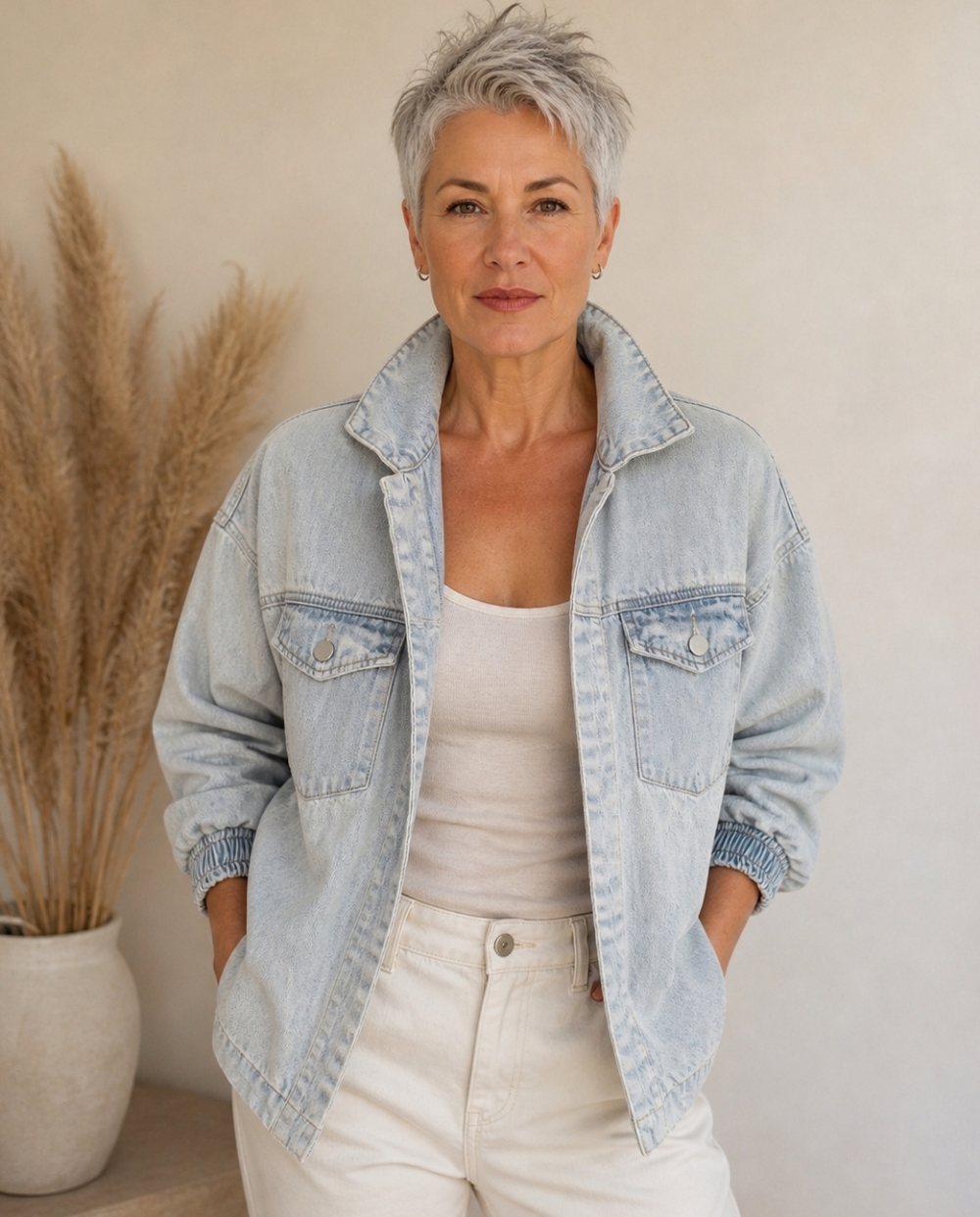 Simons Light Wash Blue Denim Jacket